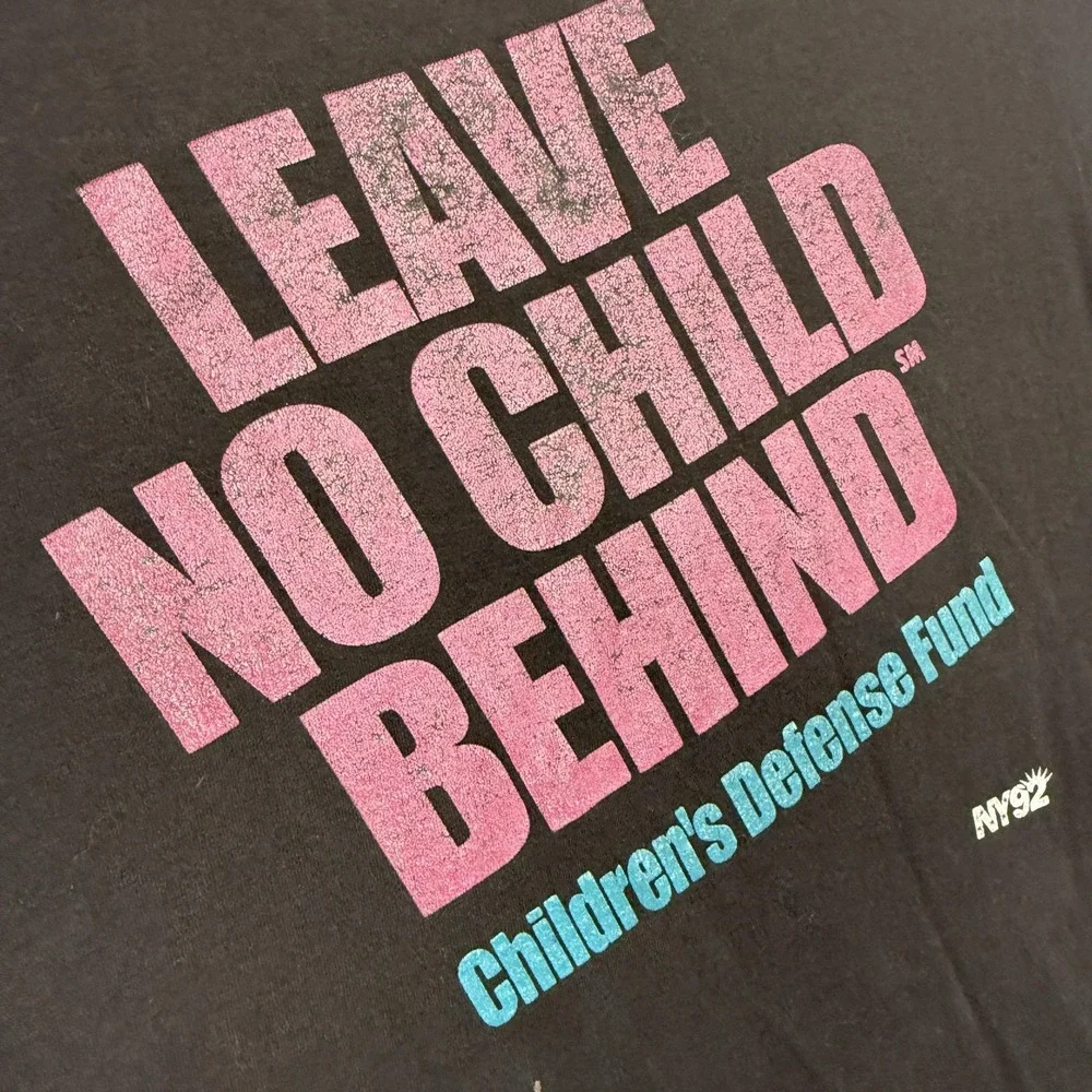 Vintage Leave No Child Behind Shirt‎ Mens XL Black Children's Defense Fund 90s